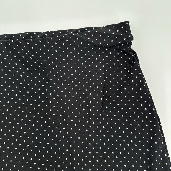 Chaps Skirt 1X Black White Polka Dot A-Line Jersey Knit Pull On Knee Length NEW - Picture 3 of 8
